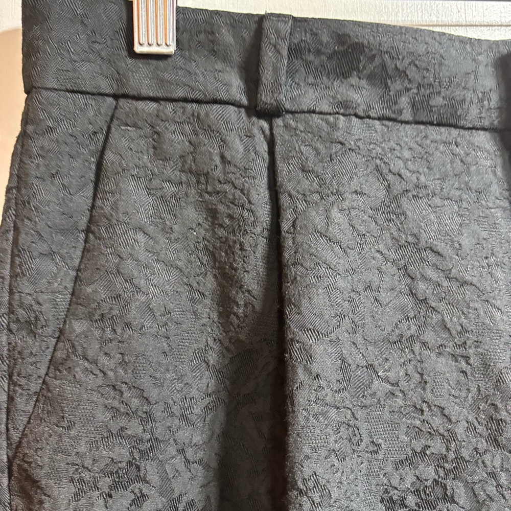 Banana Republic Avery Ankle Pants Womens 6 Petite Black Floral Jacquard #378 - Picture 6 of 11